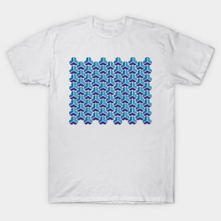 Triangle Geometric Tesselation Blue T-Shirt